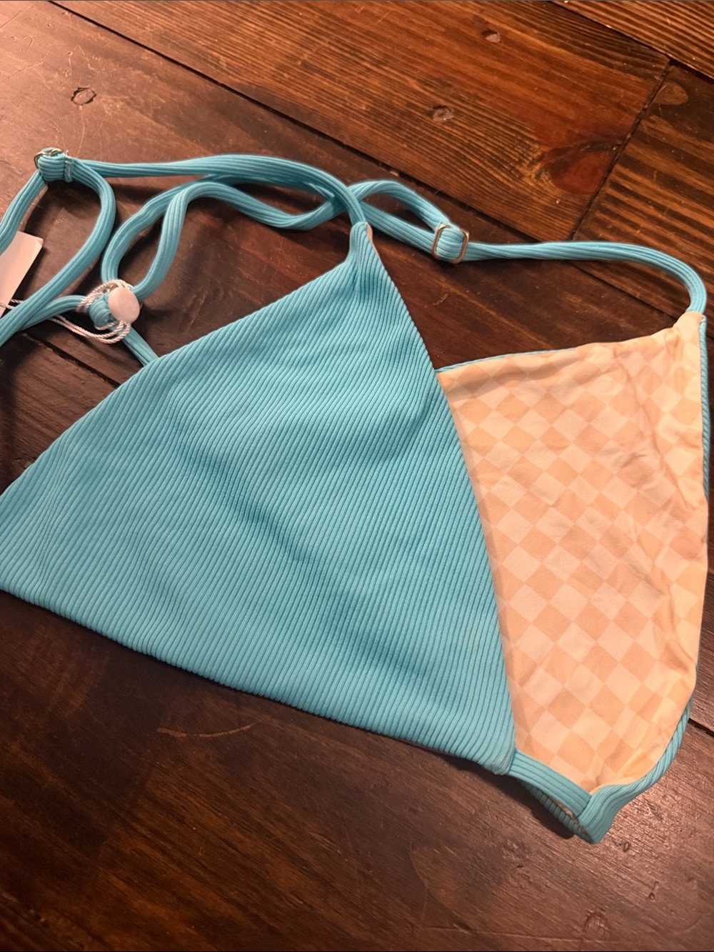 MAI Ocean Ribbed String Bikini Top L - Picture 4 of 6